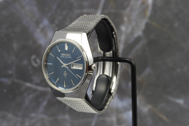 Seiko King Quartz - Montre en acier cadran bleu 58 Facettes TOT-11197