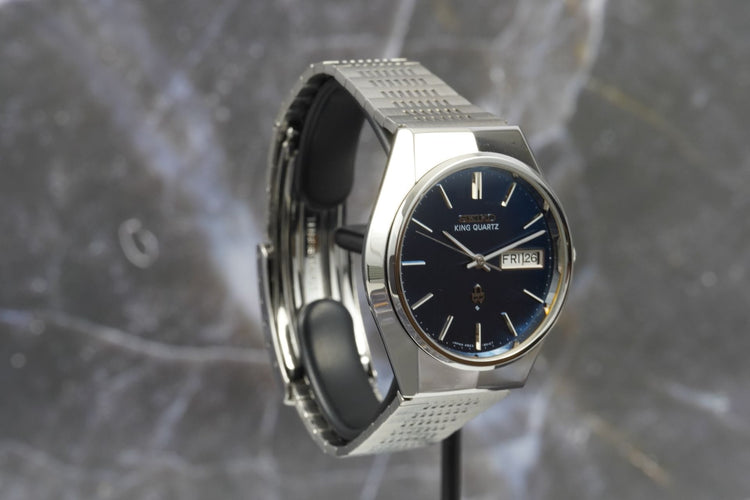 Seiko King Quartz - Montre en acier cadran bleu 58 Facettes TOT-11197