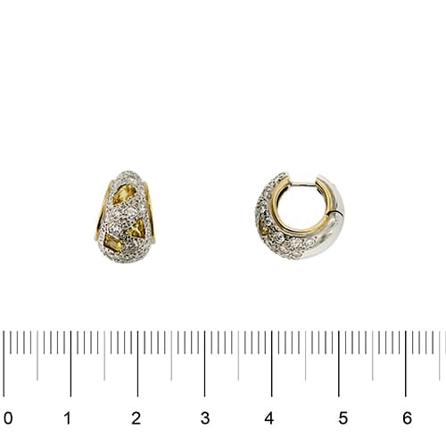 Boucles d'oreilles Pomellato Schegge - Boucles d’oreilles créoles en or 18 ct, diamants et saphirs jaunes 58 Facettes 38310