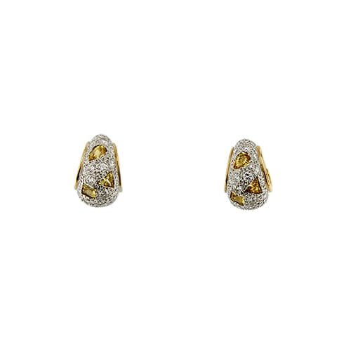 Boucles d'oreilles Pomellato Schegge - Boucles d’oreilles créoles en or 18 ct, diamants et saphirs jaunes 58 Facettes 38310