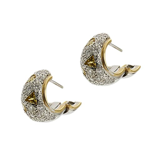 Boucles d'oreilles Pomellato Schegge - Boucles d’oreilles créoles en or 18 ct, diamants et saphirs jaunes 58 Facettes 38310