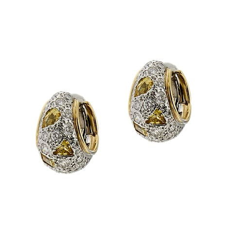 Boucles d'oreilles Pomellato Schegge - Boucles d’oreilles créoles en or 18 ct, diamants et saphirs jaunes 58 Facettes 38310