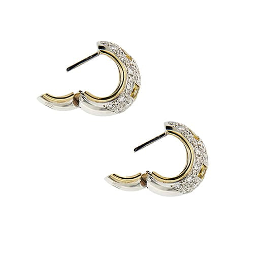 Boucles d'oreilles Pomellato Schegge - Boucles d’oreilles créoles en or 18 ct, diamants et saphirs jaunes 58 Facettes 38310