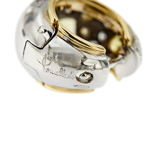 Boucles d'oreilles Pomellato Schegge - Boucles d’oreilles créoles en or 18 ct, diamants et saphirs jaunes 58 Facettes 38310