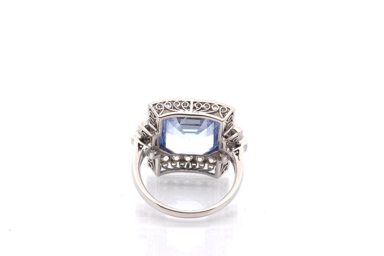 Bague 54 Bague Art déco en platine avec saphir de Ceylan et diamants 58 Facettes 27854-27749