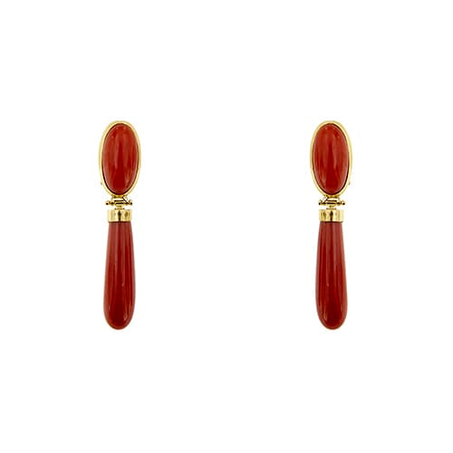 Boucles d'oreilles Boucles d’oreilles en or jaune 18 ct avec corail rouge 58 Facettes 39773