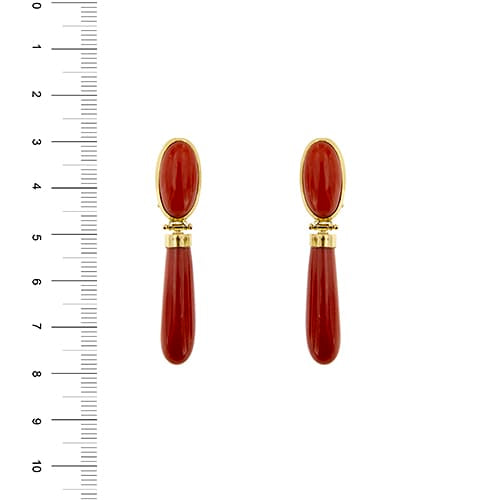 Boucles d'oreilles Boucles d’oreilles en or jaune 18 ct avec corail rouge 58 Facettes 39773