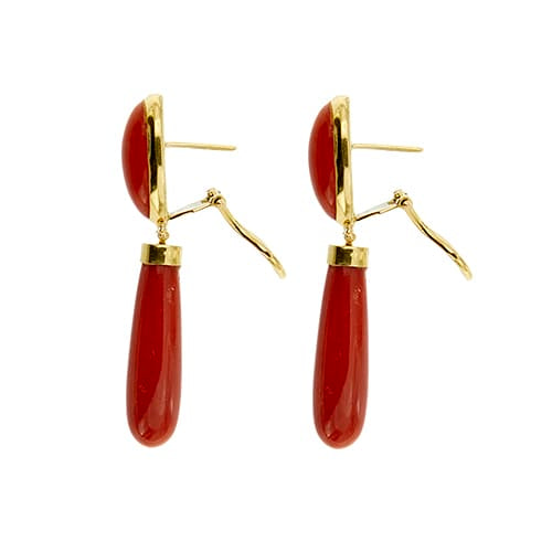 Boucles d'oreilles Boucles d’oreilles en or jaune 18 ct avec corail rouge 58 Facettes 39773