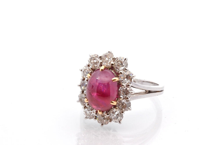 Bague 54.5 Bague rubis birman non chauffé 4,58 ct en or 18k et diamants 58 Facettes 27808
