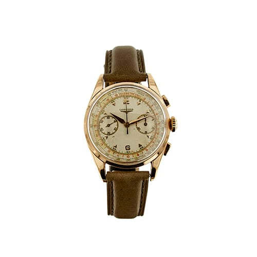 Montre Longines - Montre chronographe vintage en or rose 18 ct 58 Facettes 38045