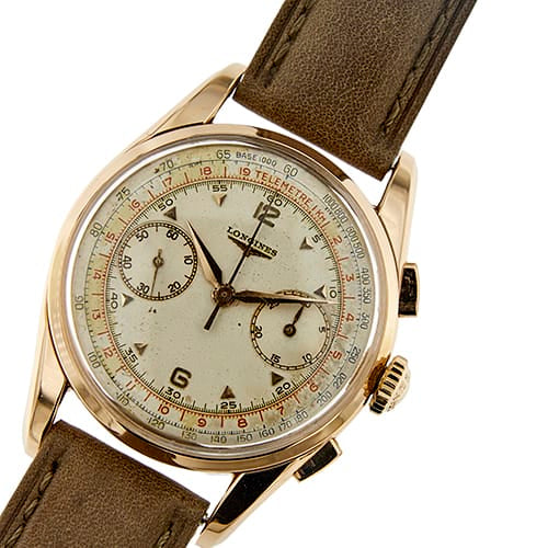 Montre Longines - Montre chronographe vintage en or rose 18 ct 58 Facettes 38045