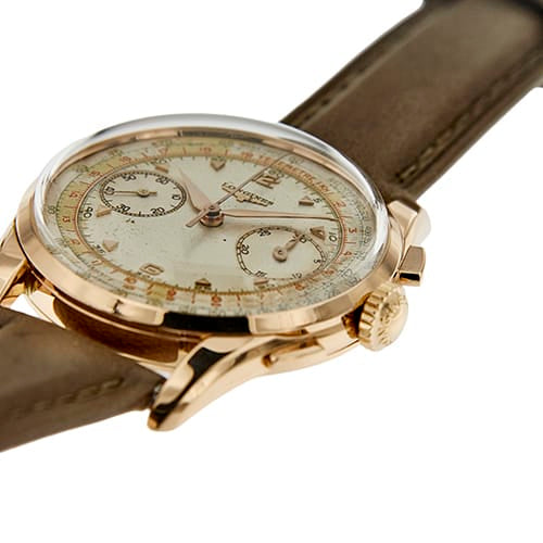 Montre Longines - Montre chronographe vintage en or rose 18 ct 58 Facettes 38045