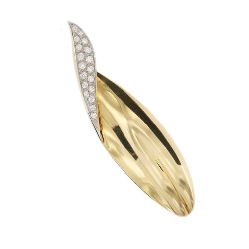 Broche Pomellato - Broche feuille en or jaune et or blanc avec diamants 58 Facettes 26829