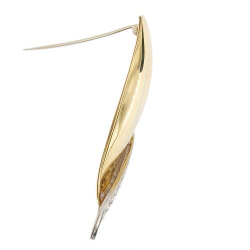 Broche Pomellato - Broche feuille en or jaune et or blanc avec diamants 58 Facettes 26829