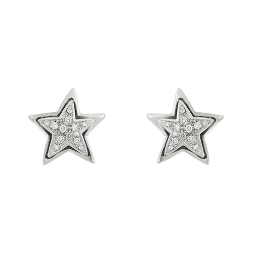 Boucles d'oreilles Boucles d’oreilles puces étoile en or blanc 18 ct et diamants 0,71 ct 58 Facettes 25593