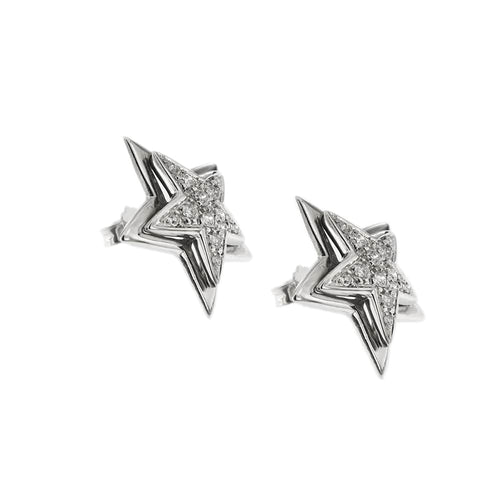 Boucles d'oreilles Boucles d’oreilles puces étoile en or blanc 18 ct et diamants 0,71 ct 58 Facettes 25593