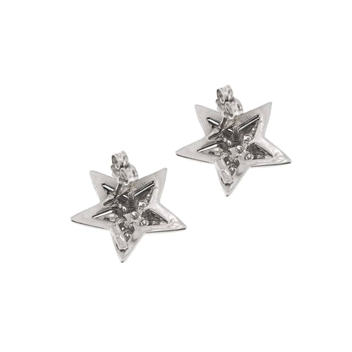 Boucles d'oreilles Boucles d’oreilles puces étoile en or blanc 18 ct et diamants 0,71 ct 58 Facettes 25593