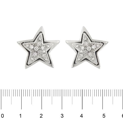 Boucles d'oreilles Boucles d’oreilles puces étoile en or blanc 18 ct et diamants 0,71 ct 58 Facettes 25593