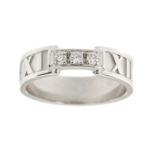 Bague 53 Tiffany & Co Atlas - Bague alliance en or blanc 18 ct et diamants 0,15 ct 58 Facettes 30977
