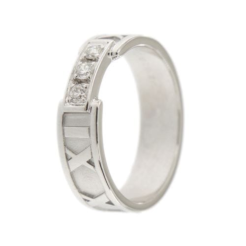Bague 53 Tiffany & Co Atlas - Bague alliance en or blanc 18 ct et diamants 0,15 ct 58 Facettes 30977