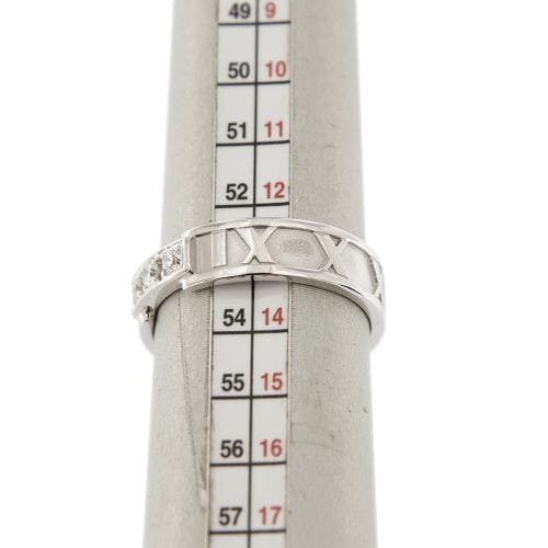 Bague 53 Tiffany & Co Atlas - Bague alliance en or blanc 18 ct et diamants 0,15 ct 58 Facettes 30977