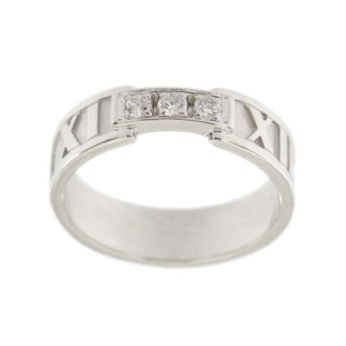 Bague 53 Tiffany & Co Atlas - Bague alliance en or blanc 18 ct et diamants 0,15 ct 58 Facettes 30977