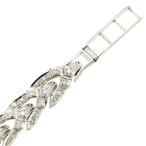 Montre Marvin - Montre de soirée Art déco en or blanc 18 ct et diamants 58 Facettes 14538