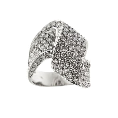 Bague 55 Bague jonc ondulée en or blanc 18 ct et diamants 58 Facettes 19851