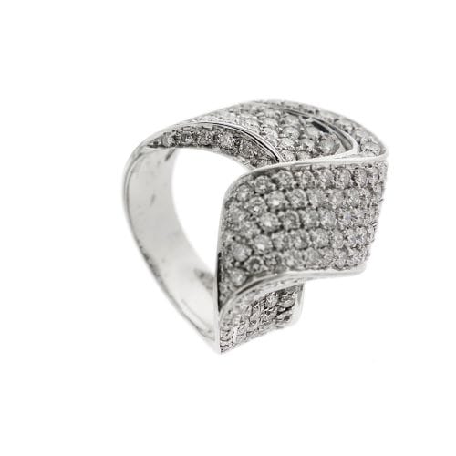 Bague 55 Bague jonc ondulée en or blanc 18 ct et diamants 58 Facettes 19851