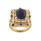 Bague Bague vintage rectangulaire en or rose 18 ct, lapis-lazuli et saphirs 58 Facettes 31382