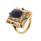 Bague Bague vintage rectangulaire en or rose 18 ct, lapis-lazuli et saphirs 58 Facettes 31382