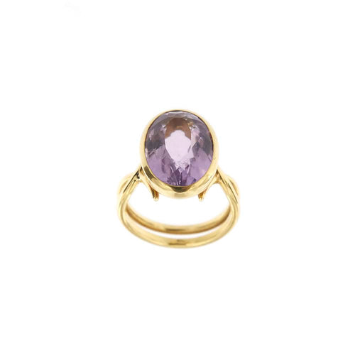 Bague Bague en or jaune 18 ct avec améthyste ovale 11 ct 58 Facettes 28801