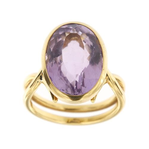 Bague Bague en or jaune 18 ct avec améthyste ovale 11 ct 58 Facettes 28801