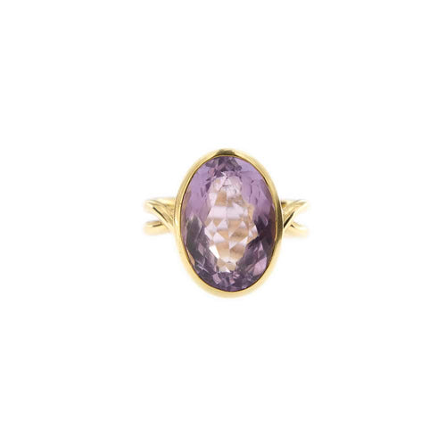 Bague Bague en or jaune 18 ct avec améthyste ovale 11 ct 58 Facettes 28801