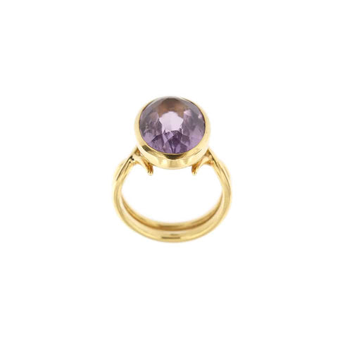 Bague Bague en or jaune 18 ct avec améthyste ovale 11 ct 58 Facettes 28801