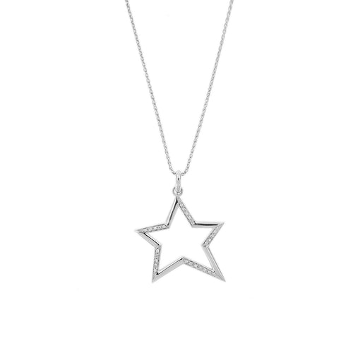 Collier Collier - Pendentif étoile en or blanc 18 kt et diamants 58 Facettes 28831