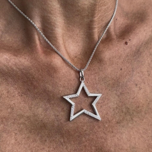 Collier Collier - Pendentif étoile en or blanc 18 kt et diamants 58 Facettes 28831