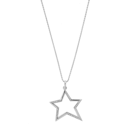 Collier Collier - Pendentif étoile en or blanc 18 kt et diamants 58 Facettes 28831