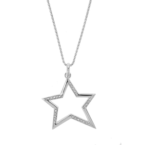 Collier Collier - Pendentif étoile en or blanc 18 kt et diamants 58 Facettes 28831
