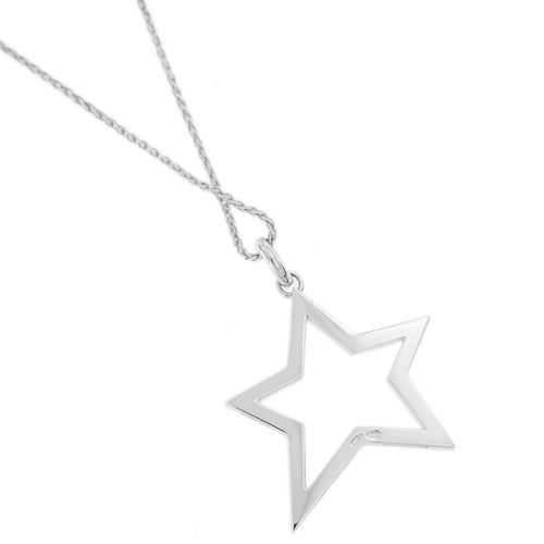 Collier Collier - Pendentif étoile en or blanc 18 kt et diamants 58 Facettes 28831