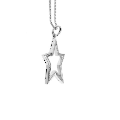 Collier Collier - Pendentif étoile en or blanc 18 kt et diamants 58 Facettes 28831