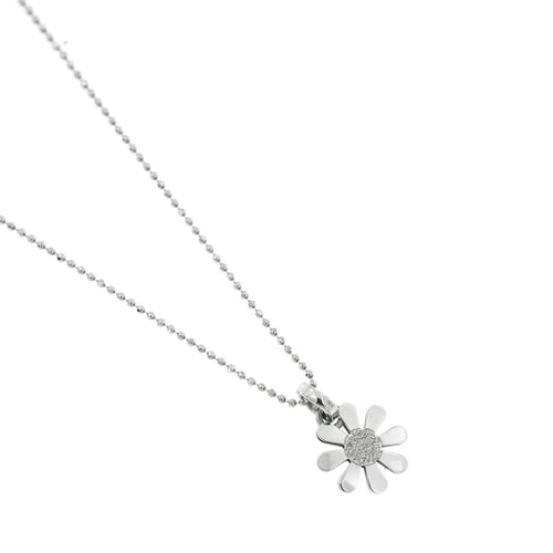 Collier Collier - Chaîne à billes avec pendentif marguerite en or blanc 18 ct et diamants 58 Facettes 27669