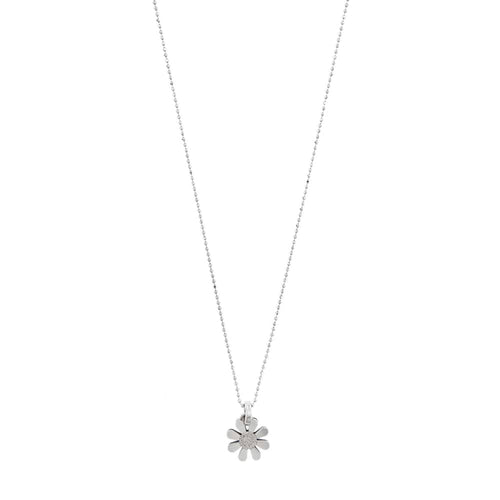 Collier Collier - Chaîne à billes avec pendentif marguerite en or blanc 18 ct et diamants 58 Facettes 27669