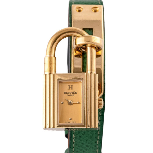 Hermès Kelly - Montre plaqué or cuir vert 58 Facettes TOT-02370