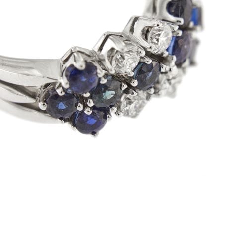 Bague 56 Bague rivière triple en or blanc 18 ct avec diamants et saphirs 58 Facettes 30225