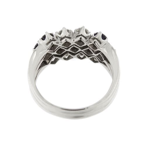 Bague 56 Bague rivière triple en or blanc 18 ct avec diamants et saphirs 58 Facettes 30225