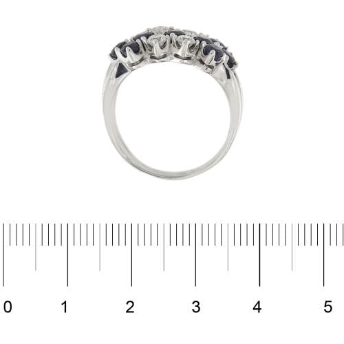 Bague 56 Bague rivière triple en or blanc 18 ct avec diamants et saphirs 58 Facettes 30225