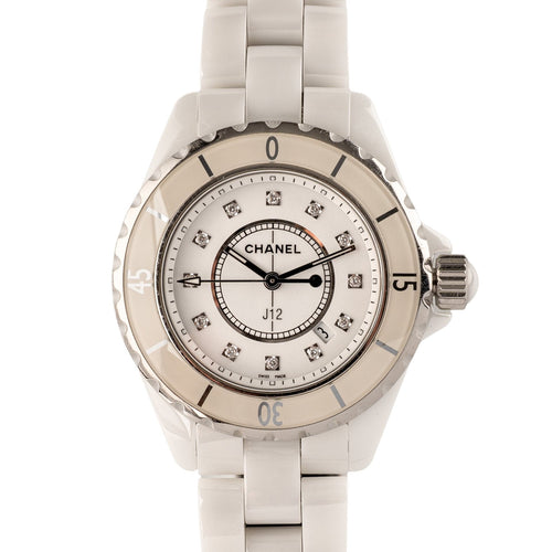 Chanel J12 - Montre en céramique blanche et diamants 58 Facettes TOT-02272