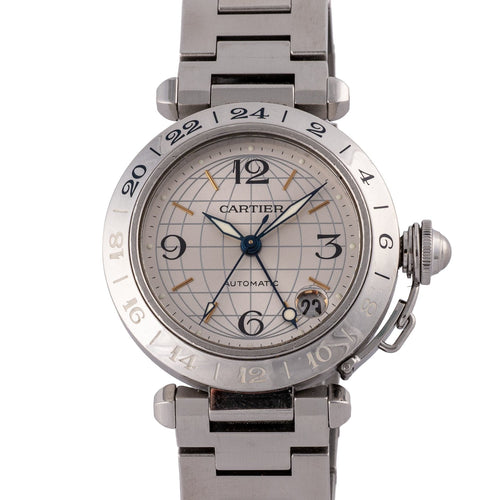 Cartier Pasha GMT - Montre en acier 58 Facettes TOT-02314