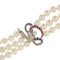 Collier Collier - Perles Akoya trois rangs en or blanc 18 ct, diamants, saphirs et rubis 58 Facettes 31430